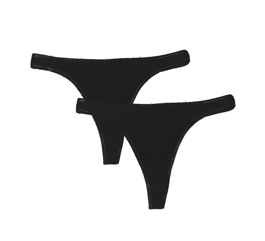 Black Signature Thong Two-Pack