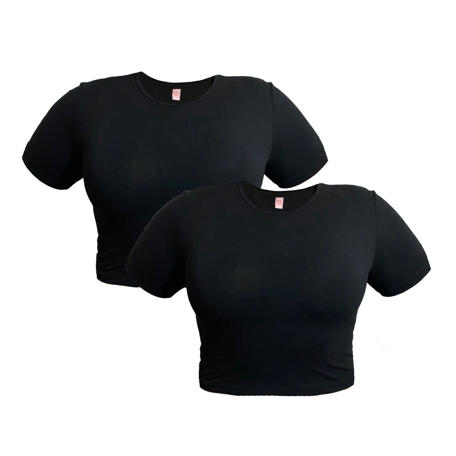Black Signature Crop Tee Two-Pack